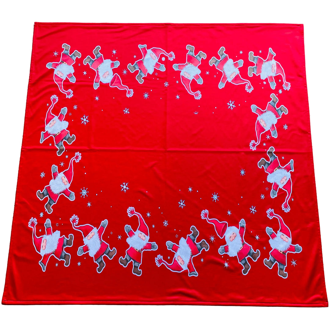 Eva Melhuish Gnomes on Red Tablecloth 41"