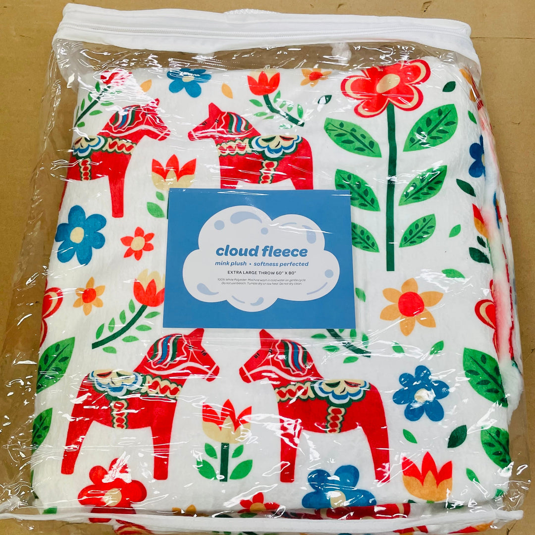 Red Dala Horse Cloud Mink Blanket 60"x80"