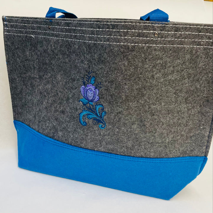 Tote Bag - Grey with Rosemaling