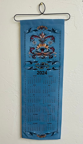 2024 Lise Lorentzen Rosemaling Fabric Wall Hanging Calendar