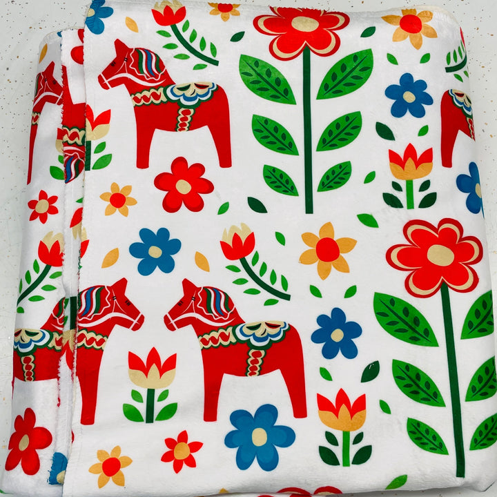 Red Dala Horse Cloud Sherpa Blanket 60"x80"