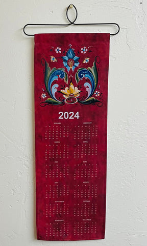 2024 Lise Lorentzen Rosemaling Fabric Wall Hanging Calendar