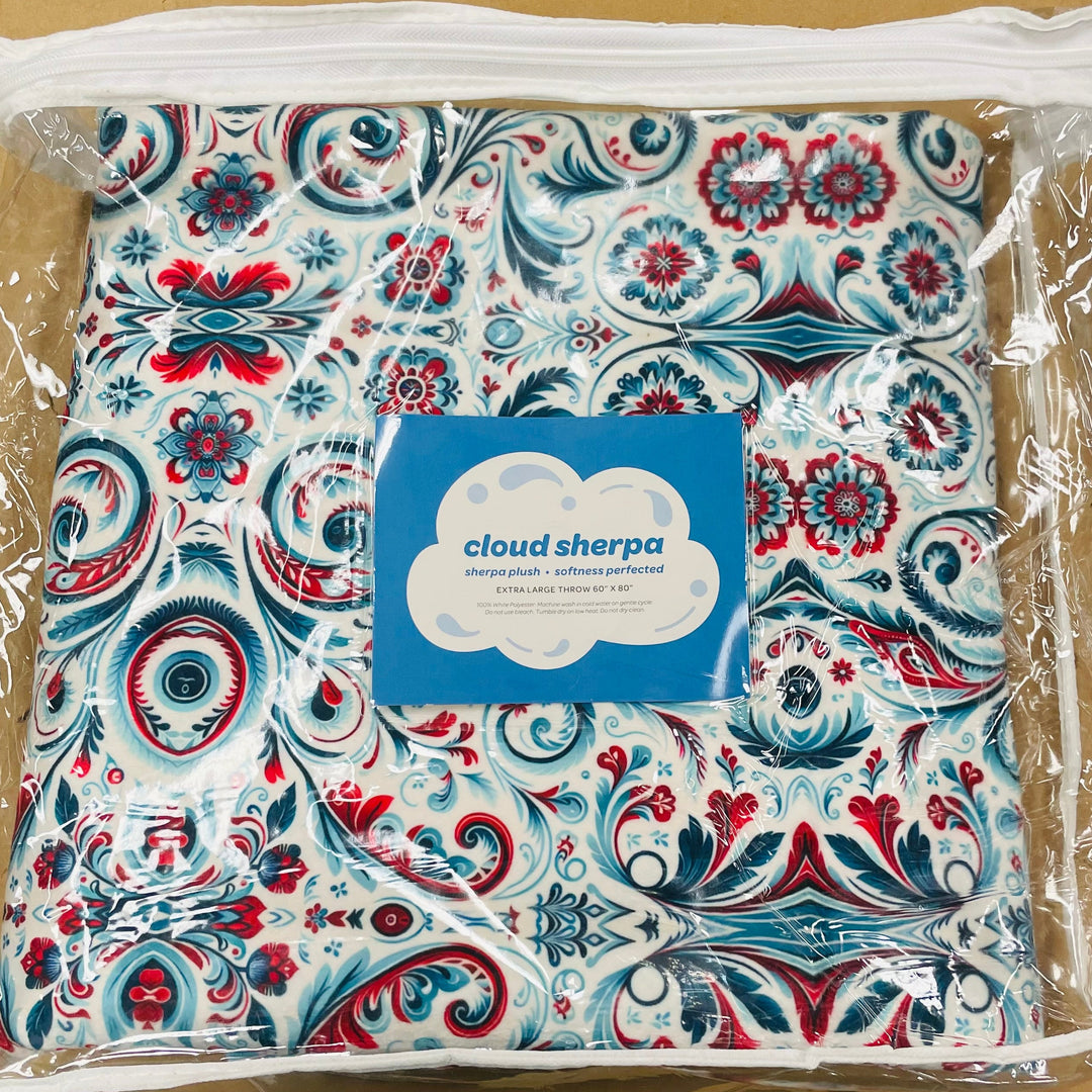 Cloud Sherpa Blanket 60" x 80" - Rosemaling