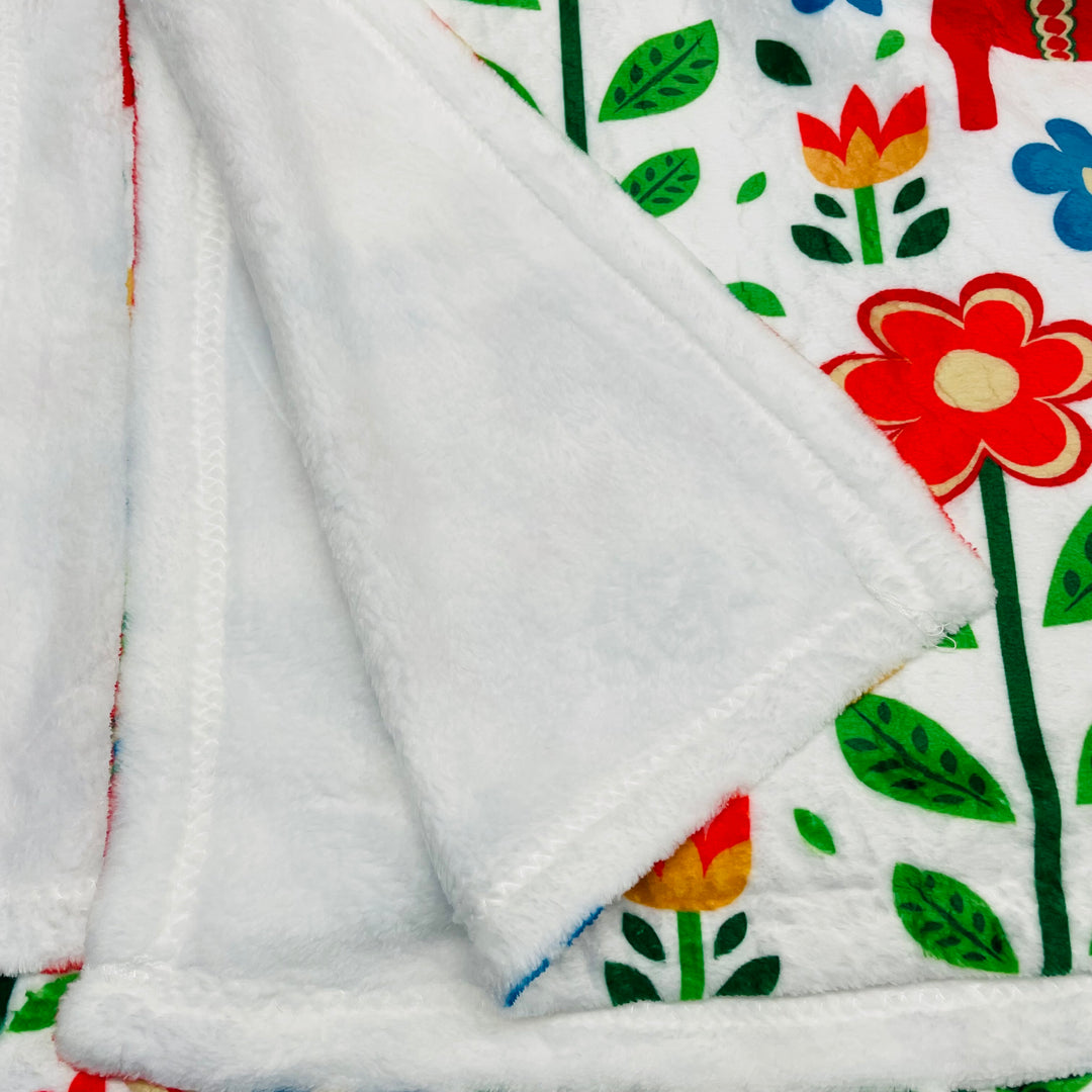 Baby Blanket 50" x 60" -  Red Dala Horses