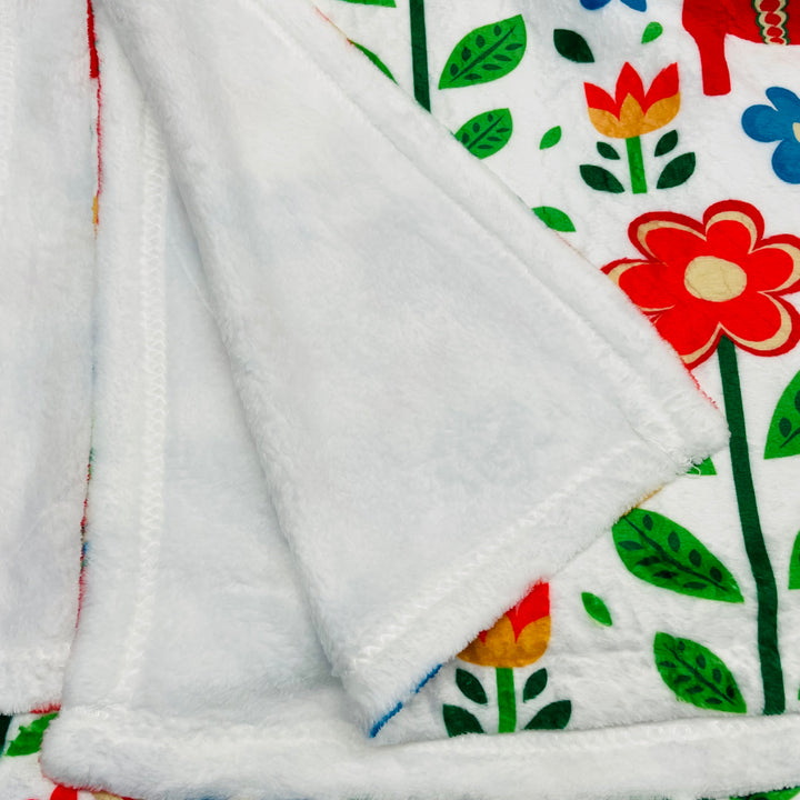 Baby Blanket 50" x 60" -  Red Dala Horses