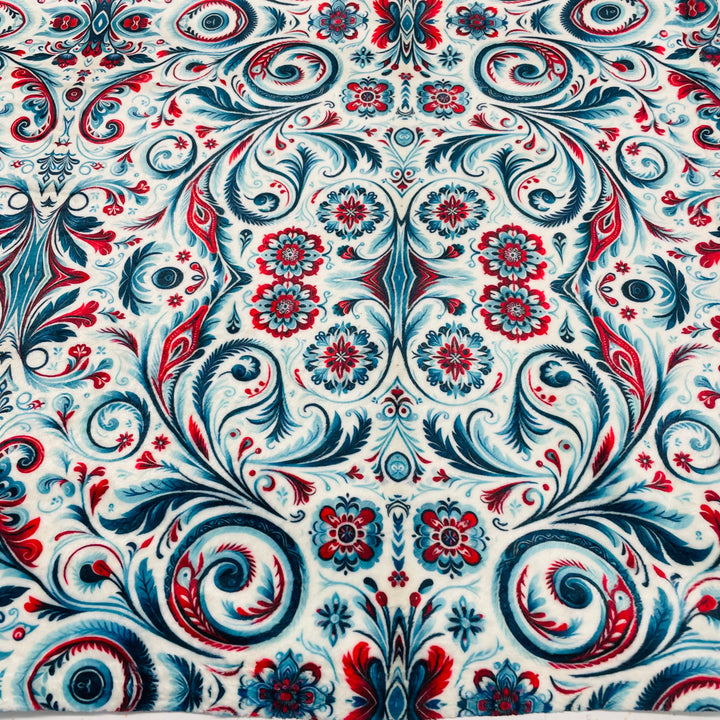 Cloud Fleece Minky Baby Blanket 60"x80" - Rosemaling Swirls