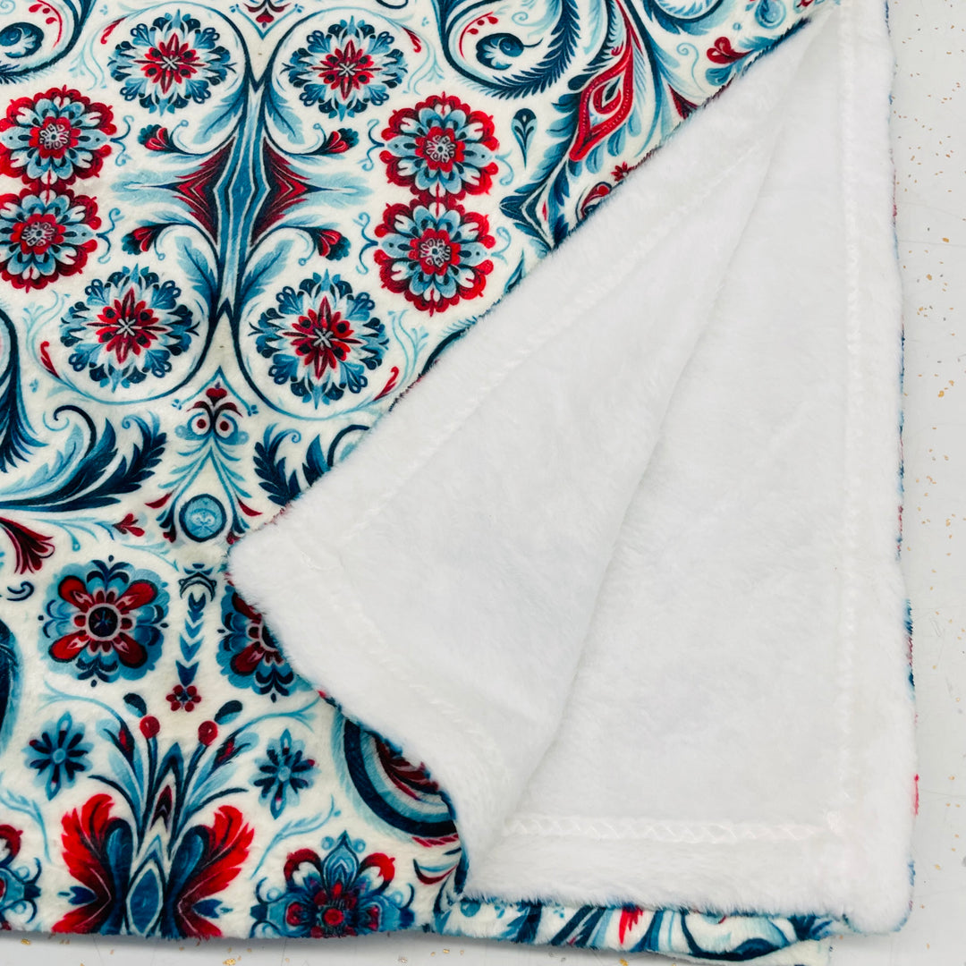 Cloud Fleece Minky Baby Blanket 60"x80" - Rosemaling Swirls