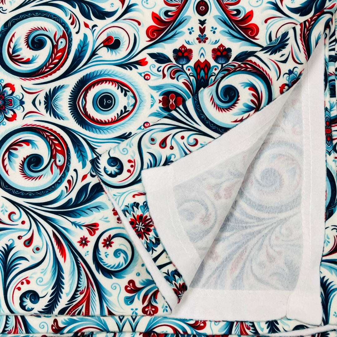 Baby Blanket 50" x 60" - Rosemaling Swirls