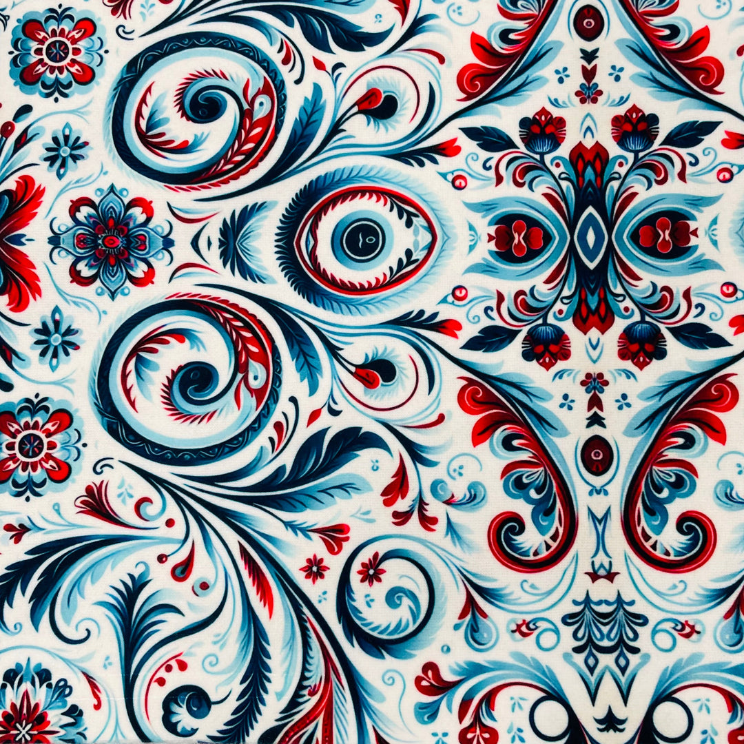 Baby Blanket 50" x 60" - Rosemaling Swirls