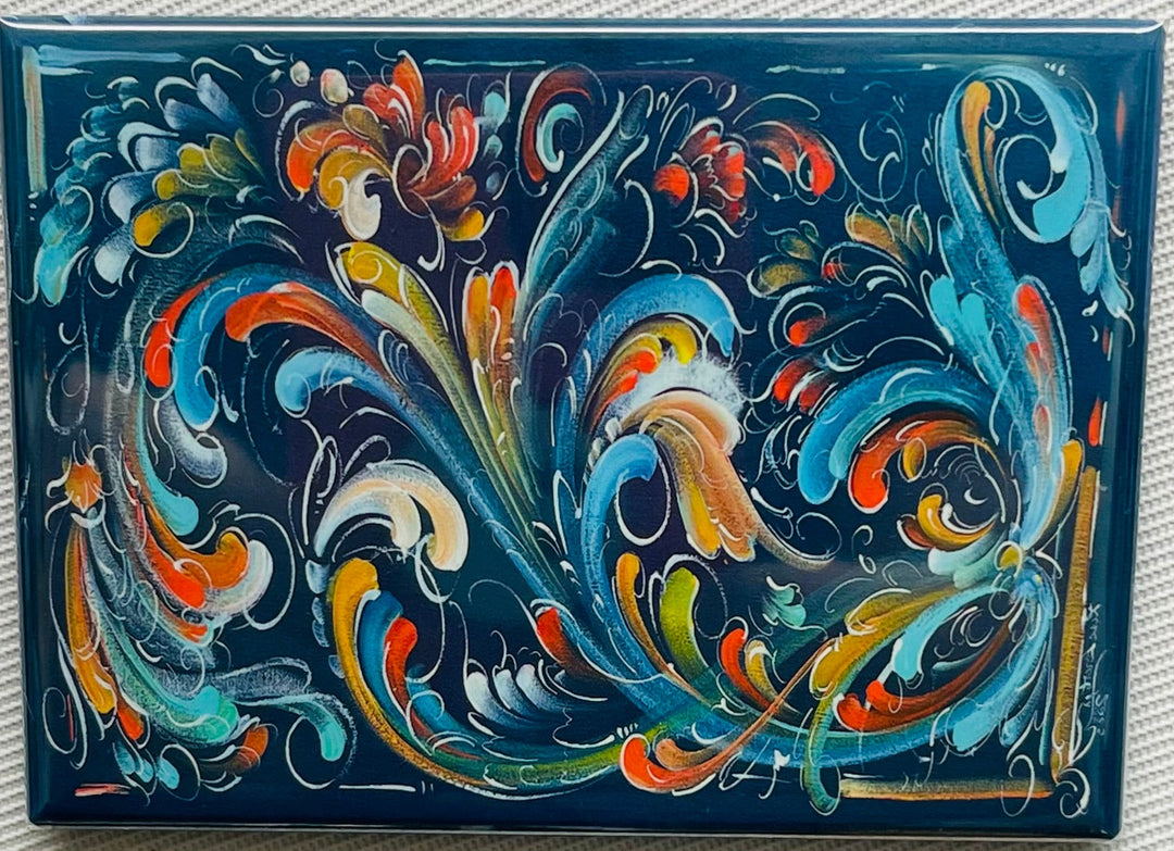 Rectangle Magnet, Lise Lorentzen Rosemaling