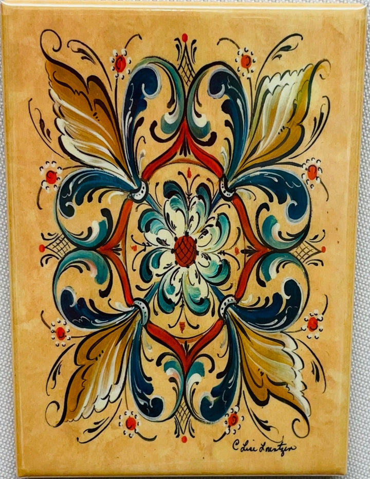 Rectangle Magnet, Lise Lorentzen Rosemaling