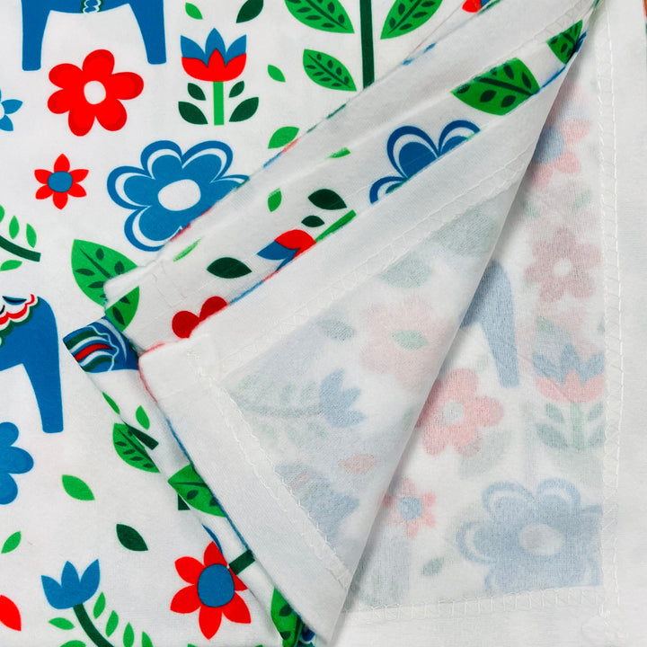 Baby Blanket 50" x 60" - Blue Dala horse