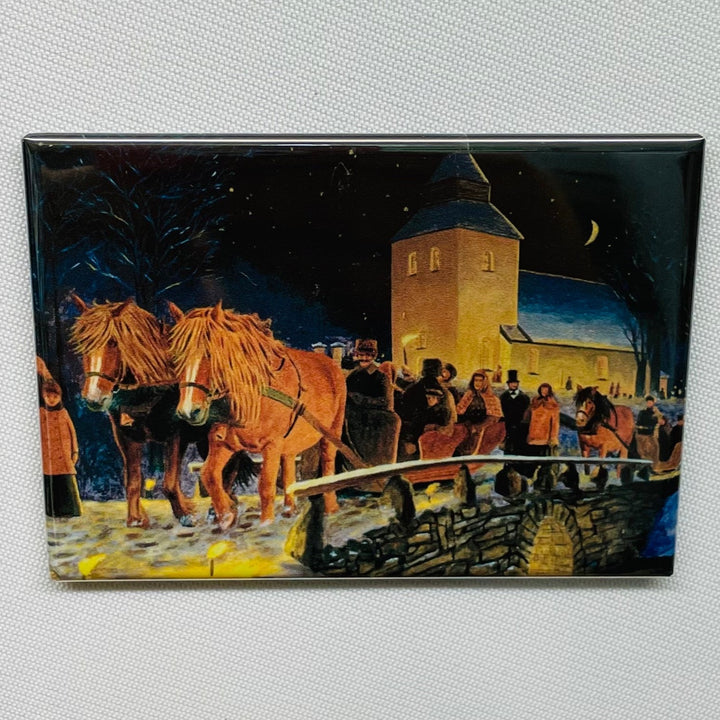 Rectangle Magnet, Jan Bergerlind Christmas Eve going to Church