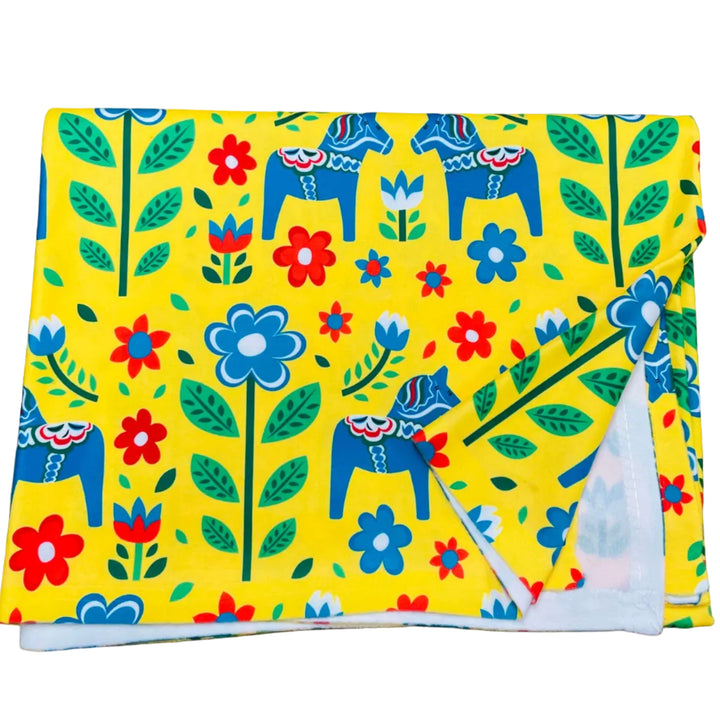 Baby Blanket 50" x 60" - Dala horses