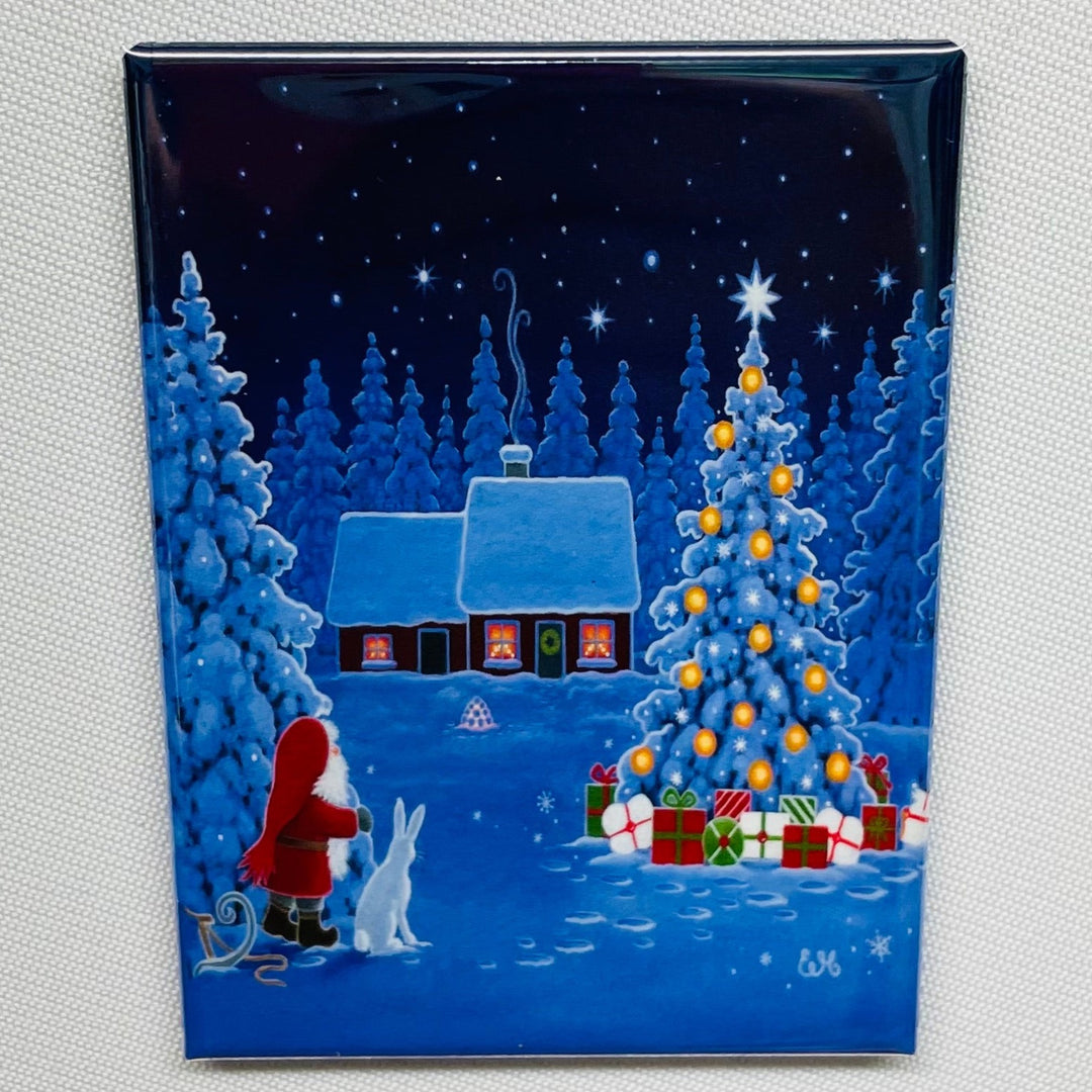 Rectangle Magnet, Eva Melhuish Tomte & Bunny at Tree