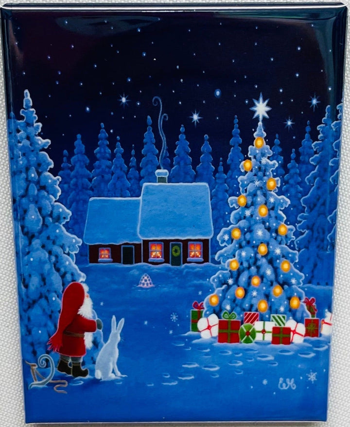Rectangle Magnet, Eva Melhuish Tomte & Bunny at Tree