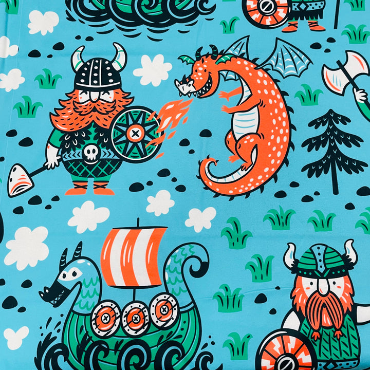 Baby Blanket 50" x 60" - Viking, Ship & Dragons