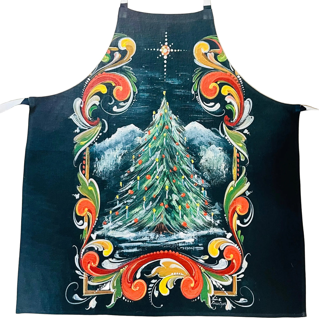 Apron - Lise Lorentzen Black Rosemalingwith Christmas Tree