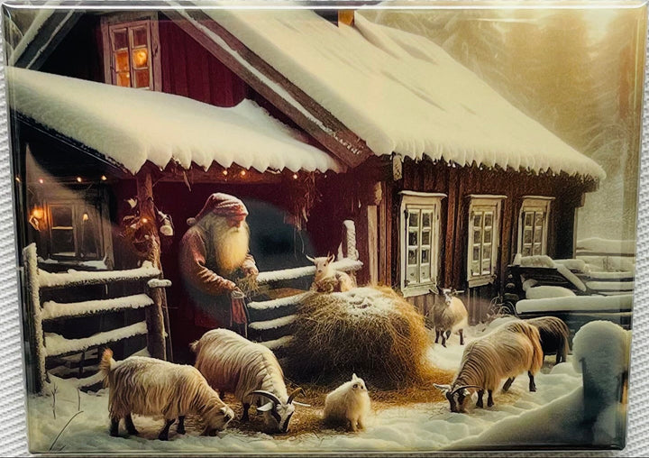Rectangle Magnet, Gnome feeding sheep