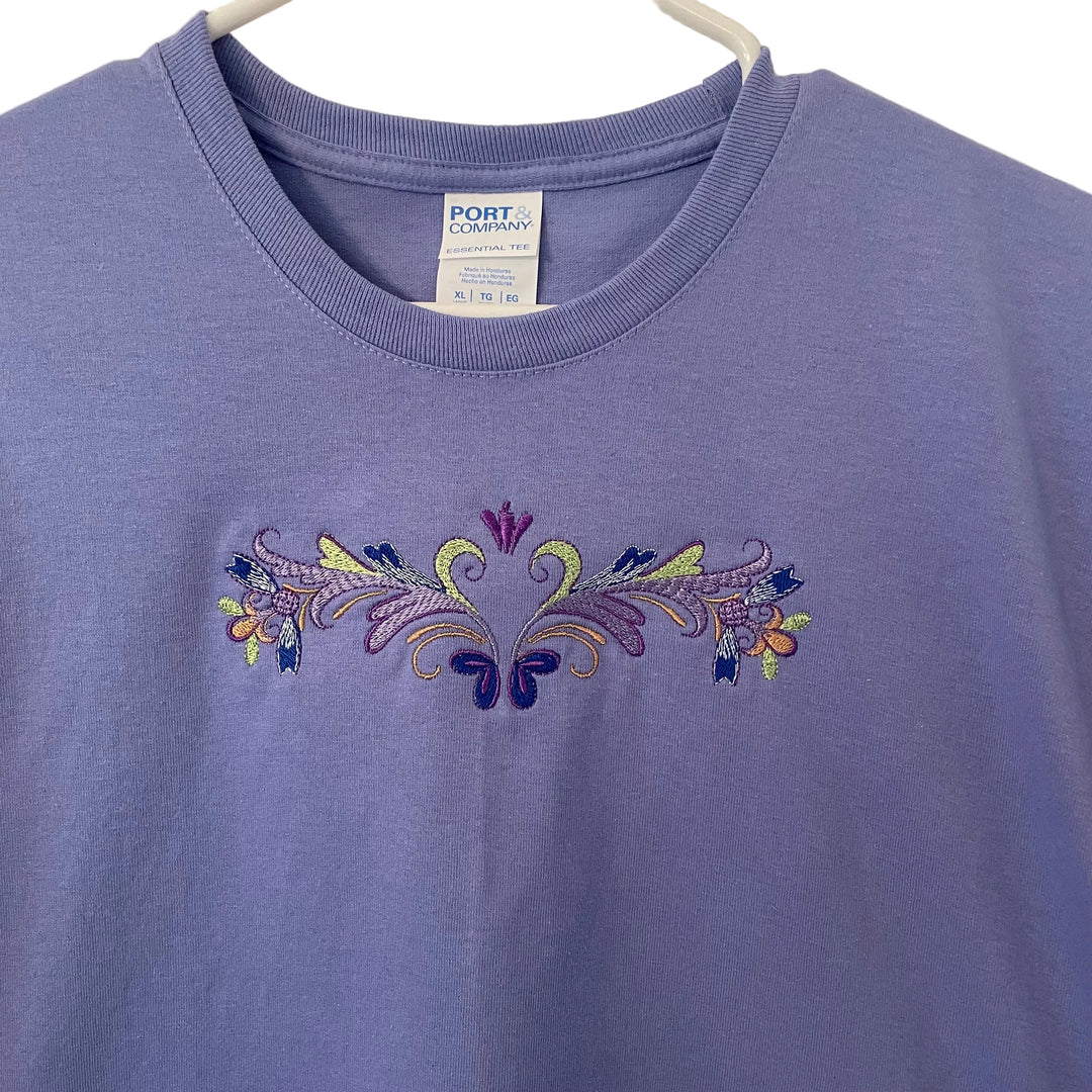 Folk Art Heart on Violet T-shirt