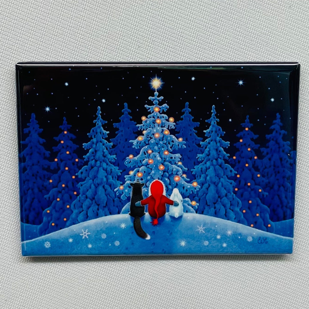 Rectangle Magnet, Eva Melhuish Tomte, Fox  & Bunny at Tree