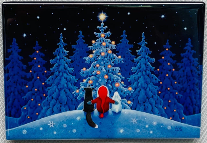 Rectangle Magnet, Eva Melhuish Tomte, Fox  & Bunny at Tree