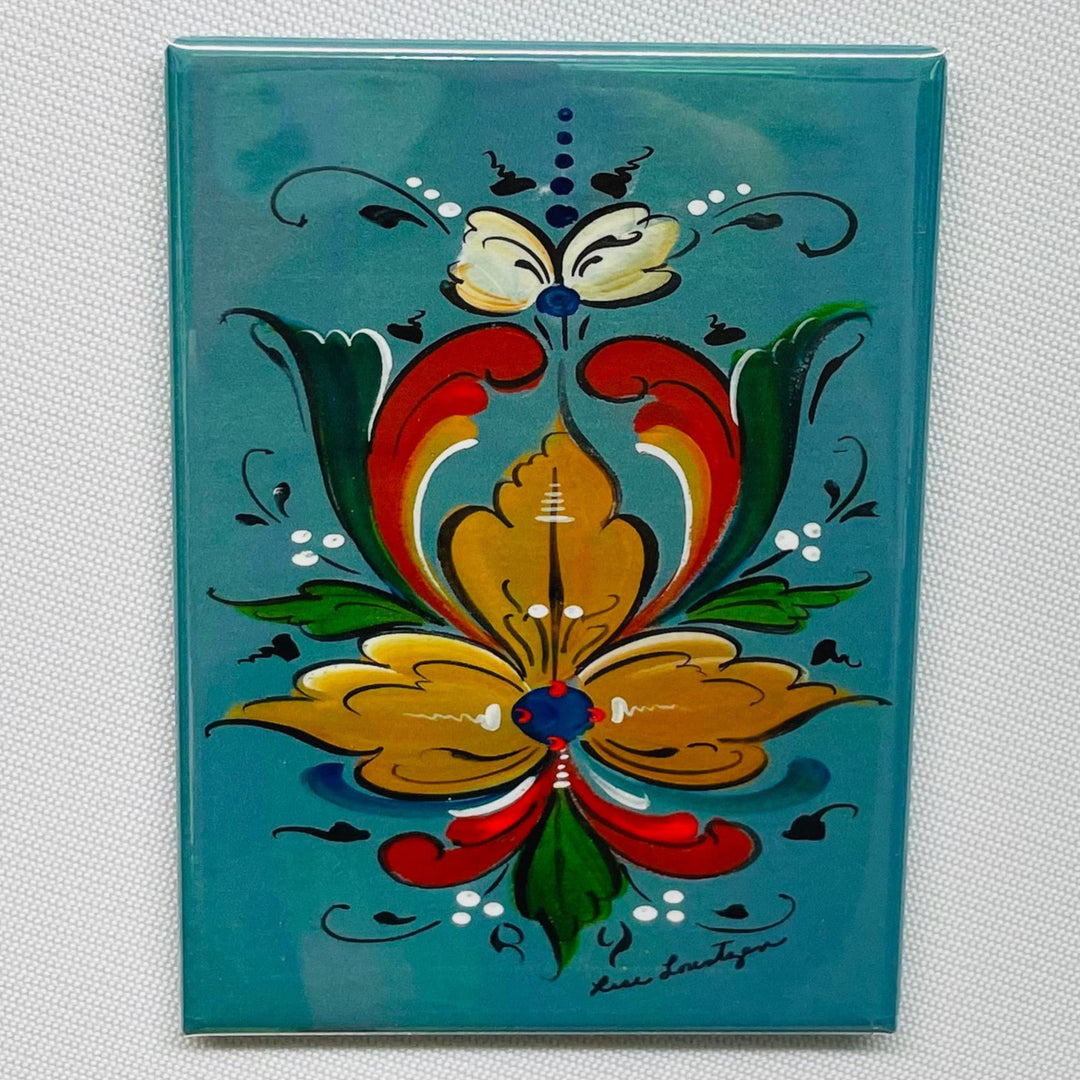 Rectangle Magnet, Lise Lorentzen Rosemaling