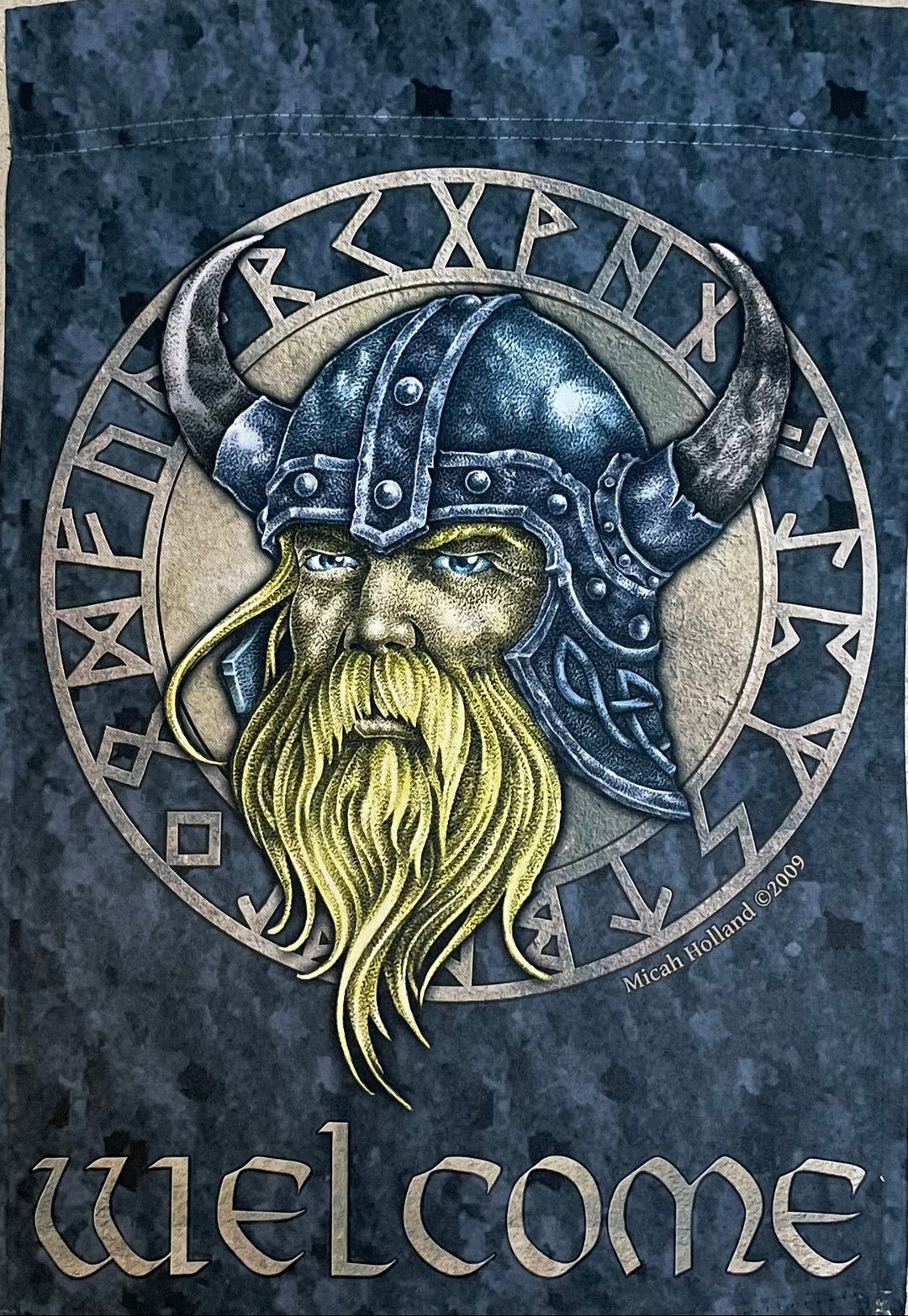 Micah Holland Viking with Runes garden flag