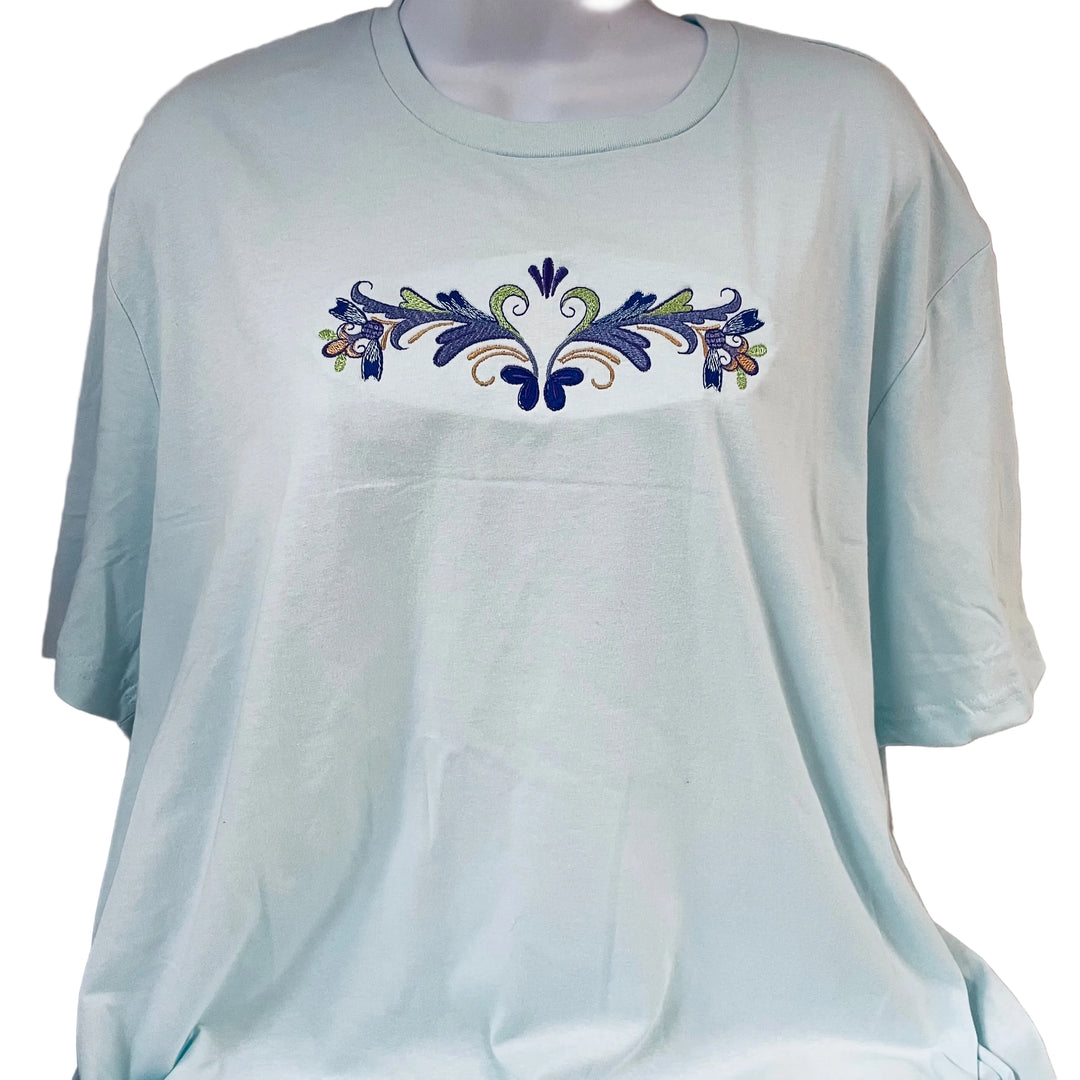 Floral Heart on Seaglass Blue T-shirt