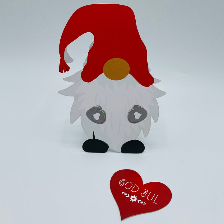 Laser cut Card Gnome with mittens