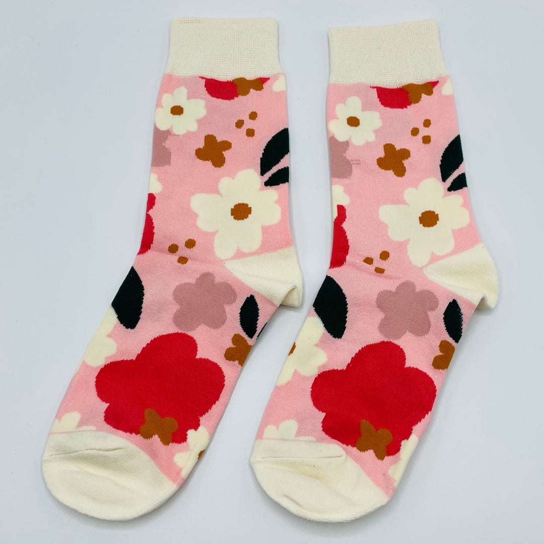 Pink Flower Socks