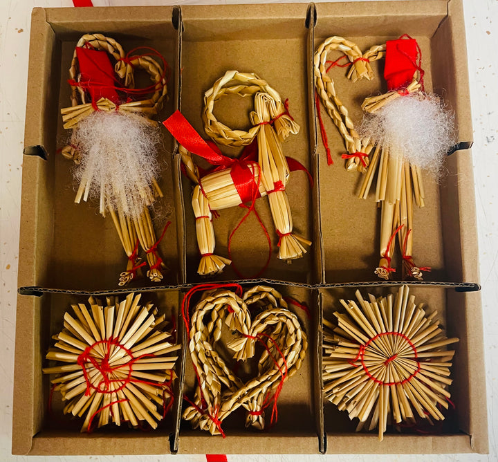 Straw ornament set - 21 pc box