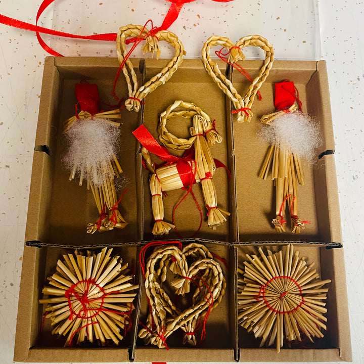 Straw ornament set - 21 pc box