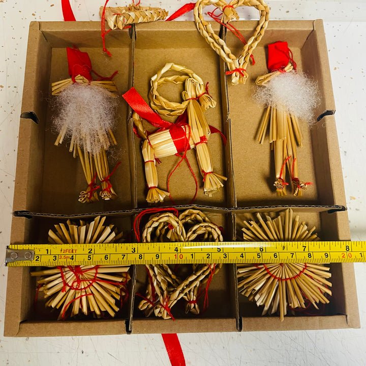 Straw ornament set - 21 pc box