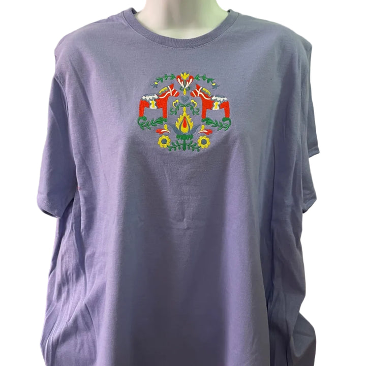 Dala Horse & Flowers on Violet T-shirt