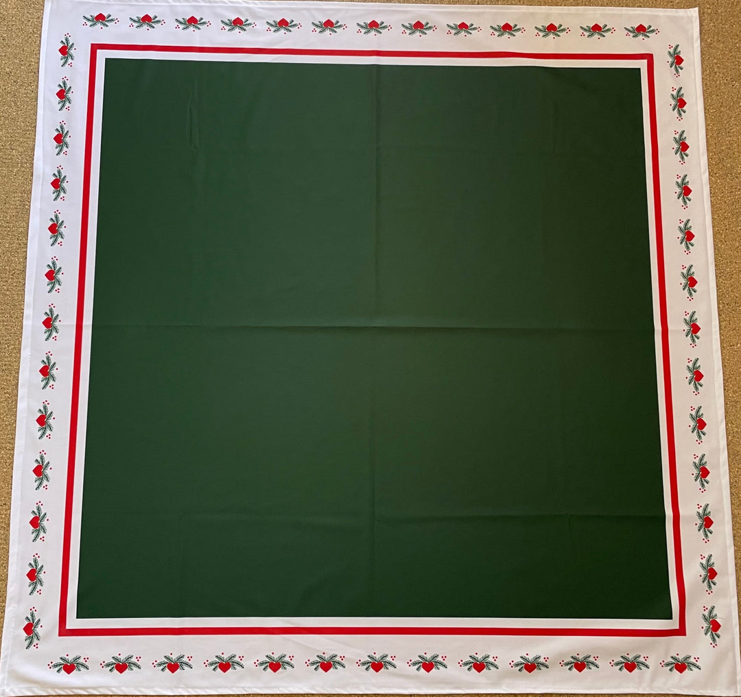 Hearts and Pines Green Tablecloth 41"
