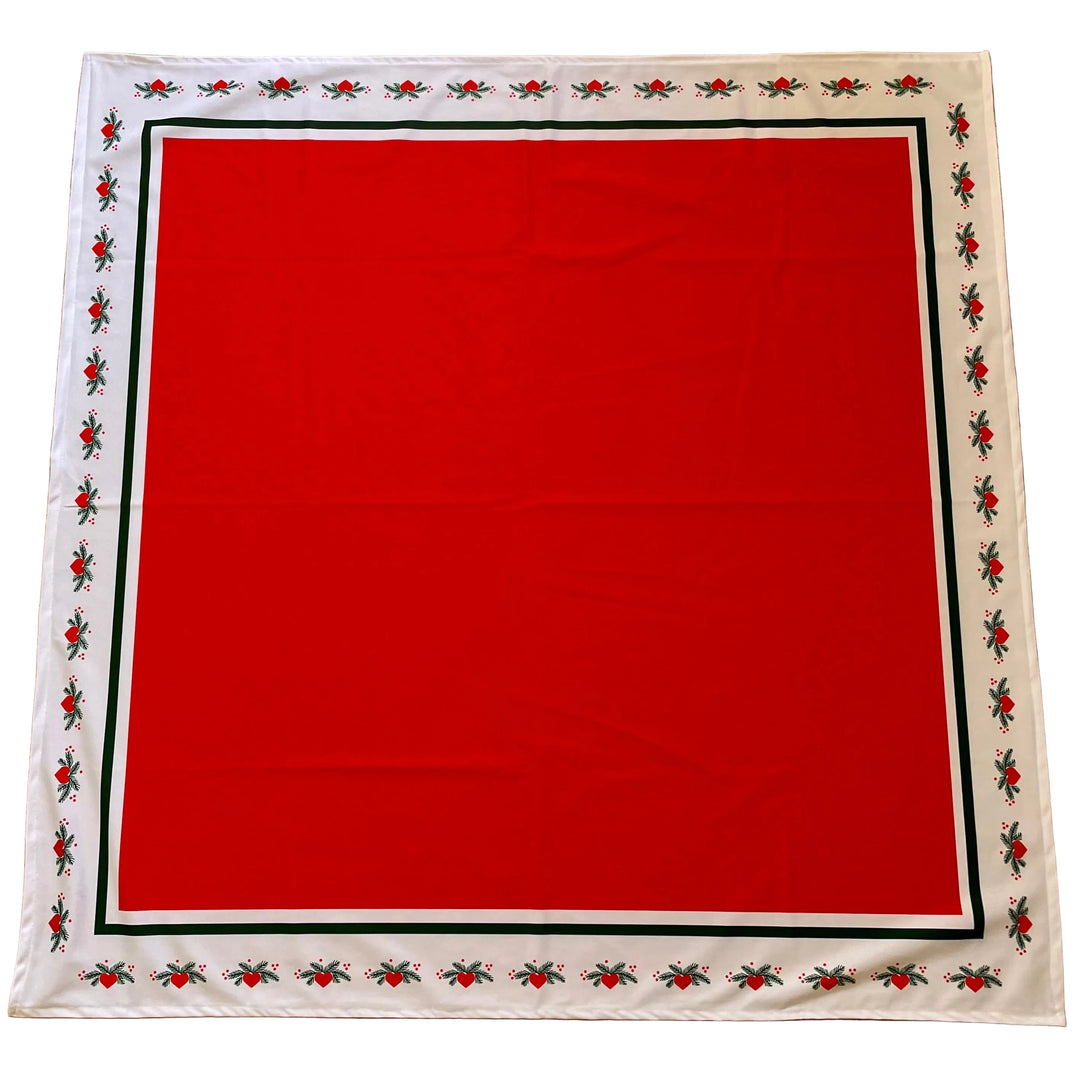Hearts and Pines Red Tablecloth 41"
