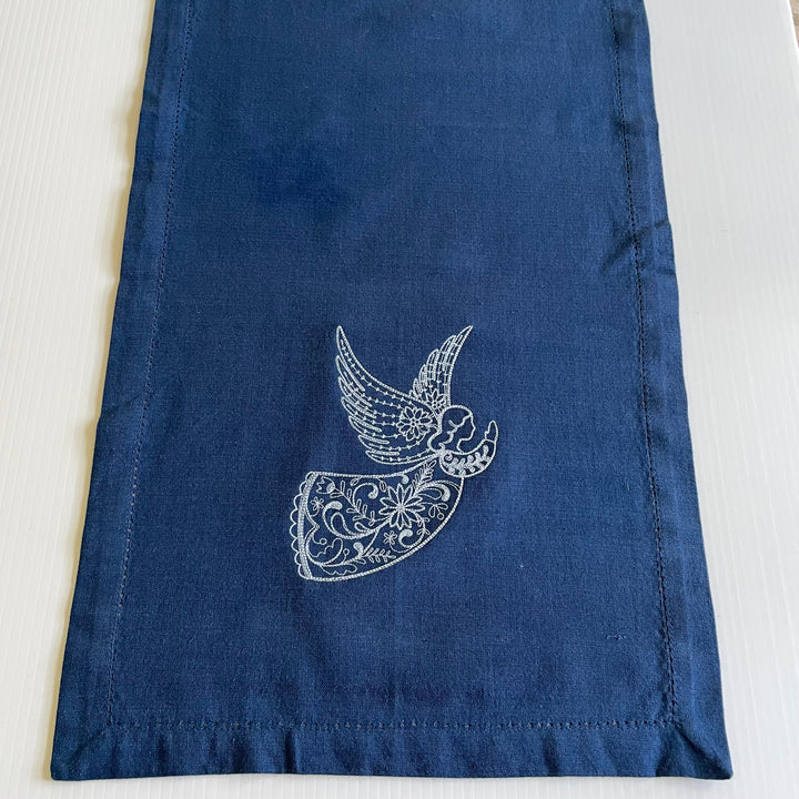 Rosemaling Angel Embroidered on 52" Blue Runner