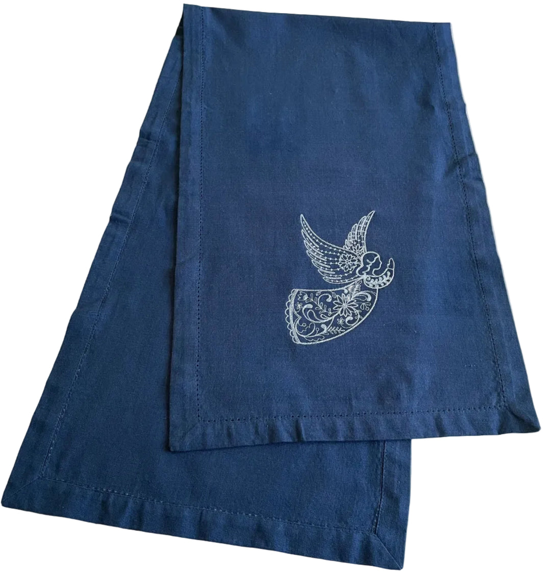 Rosemaling Angel Embroidered on 52" Blue Runner