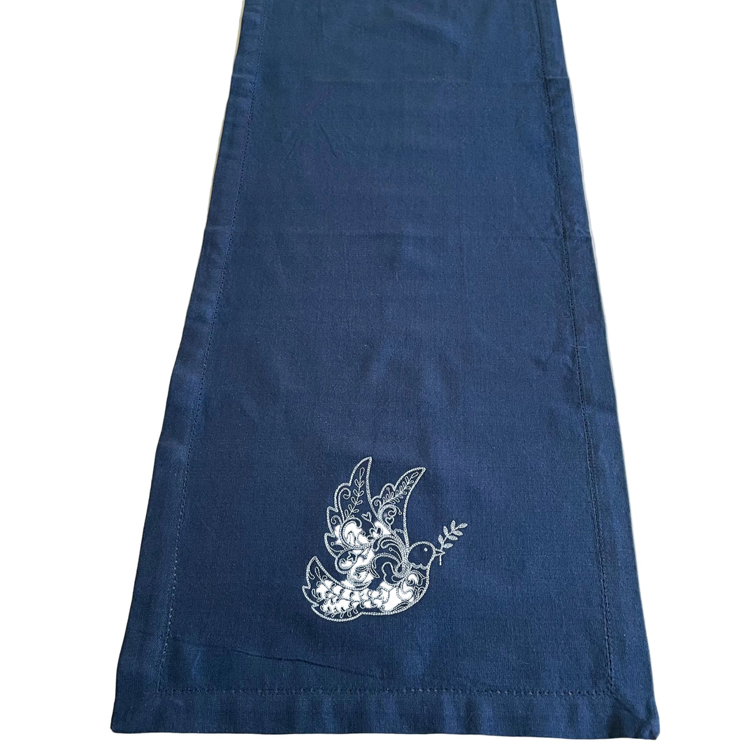 Rosemaling Dove Embroidered on 52" Blue Runner