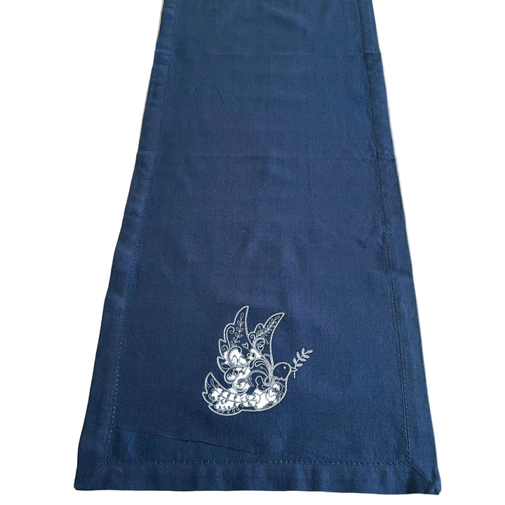 Rosemaling Dove Embroidered on 52" Blue Runner