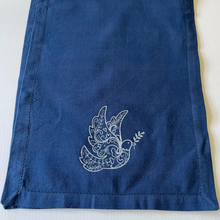 Rosemaling Dove Embroidered on 52" Blue Runner