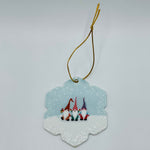 Ceramic Ornament, Snowflake Three Gnomes