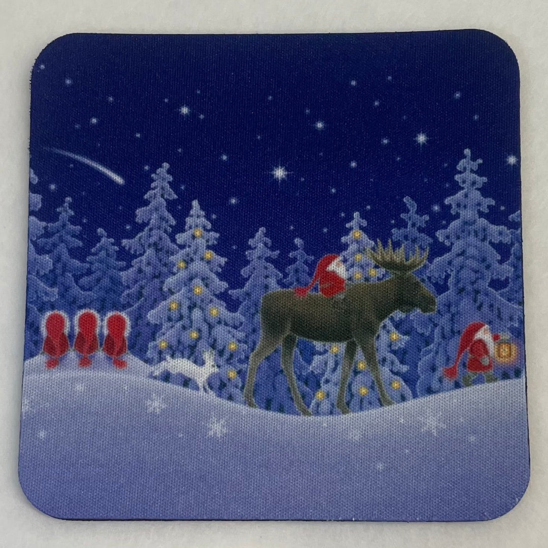 Eva Melhuish Tomte riding Moose Coasters Box of 6