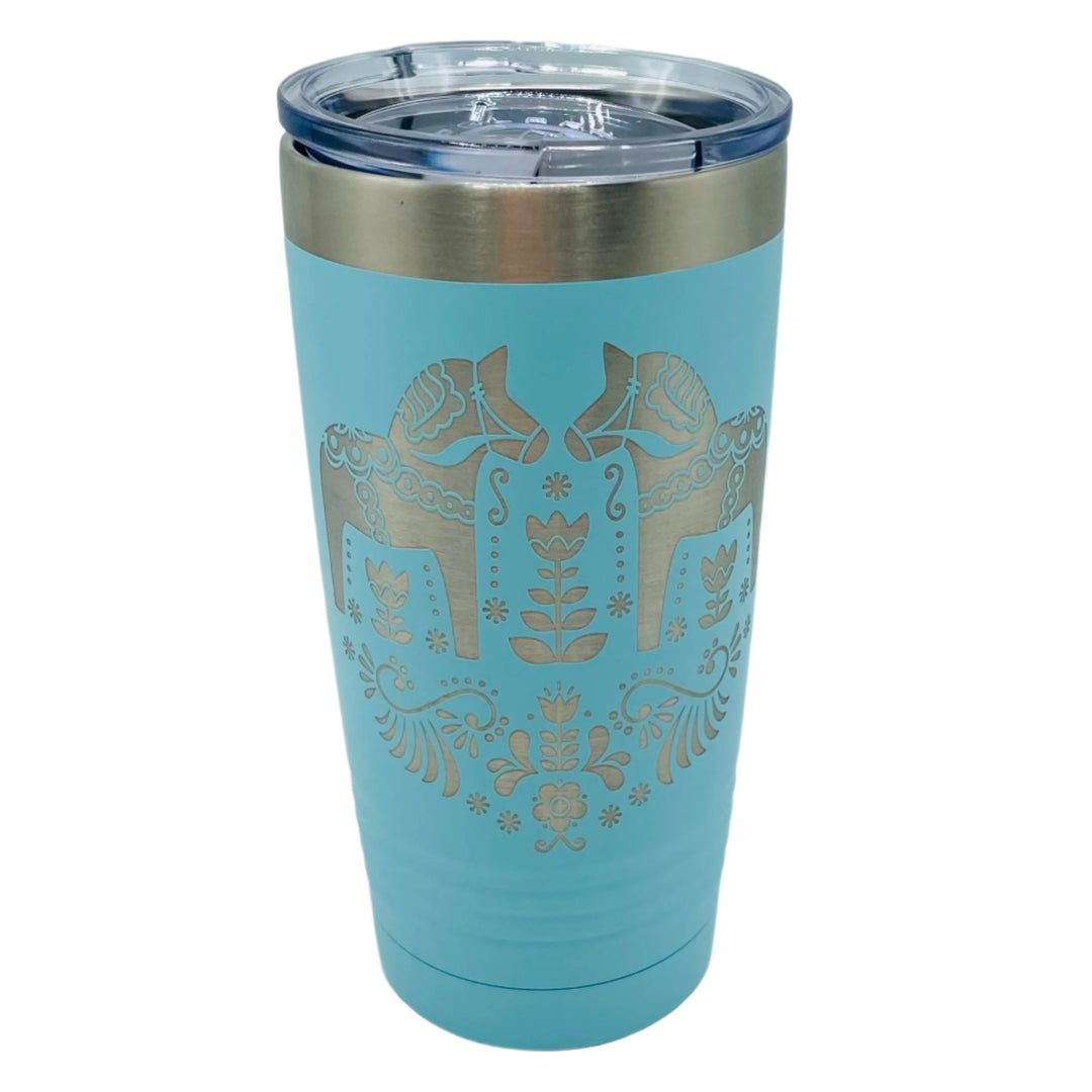 Dala Horses on Aqua 20 oz Stainless Steel hot/cold Cup