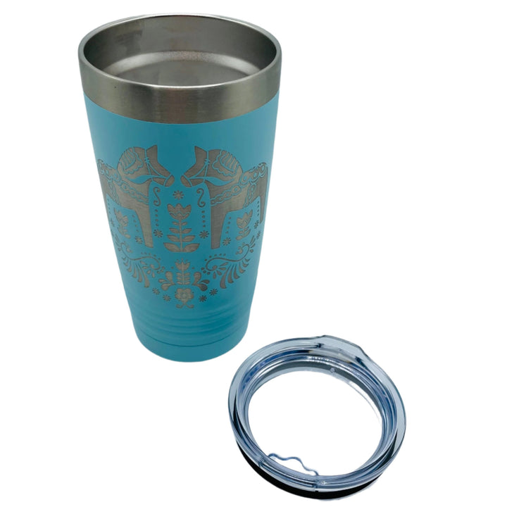 Dala Horses on Aqua 20 oz Stainless Steel hot/cold Cup