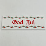 Rectangle Ceramic Sign - God Jul Hearts & Pines