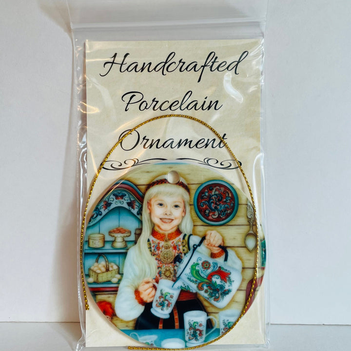 Ceramic Ornament, Suzanne Toftey Coffee Pot girl