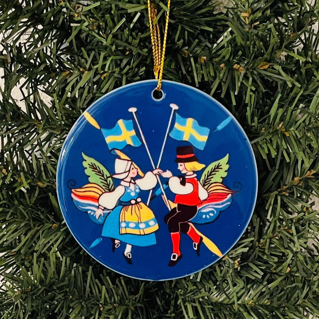 Large Ceramic Ornament, Swedish Dancers