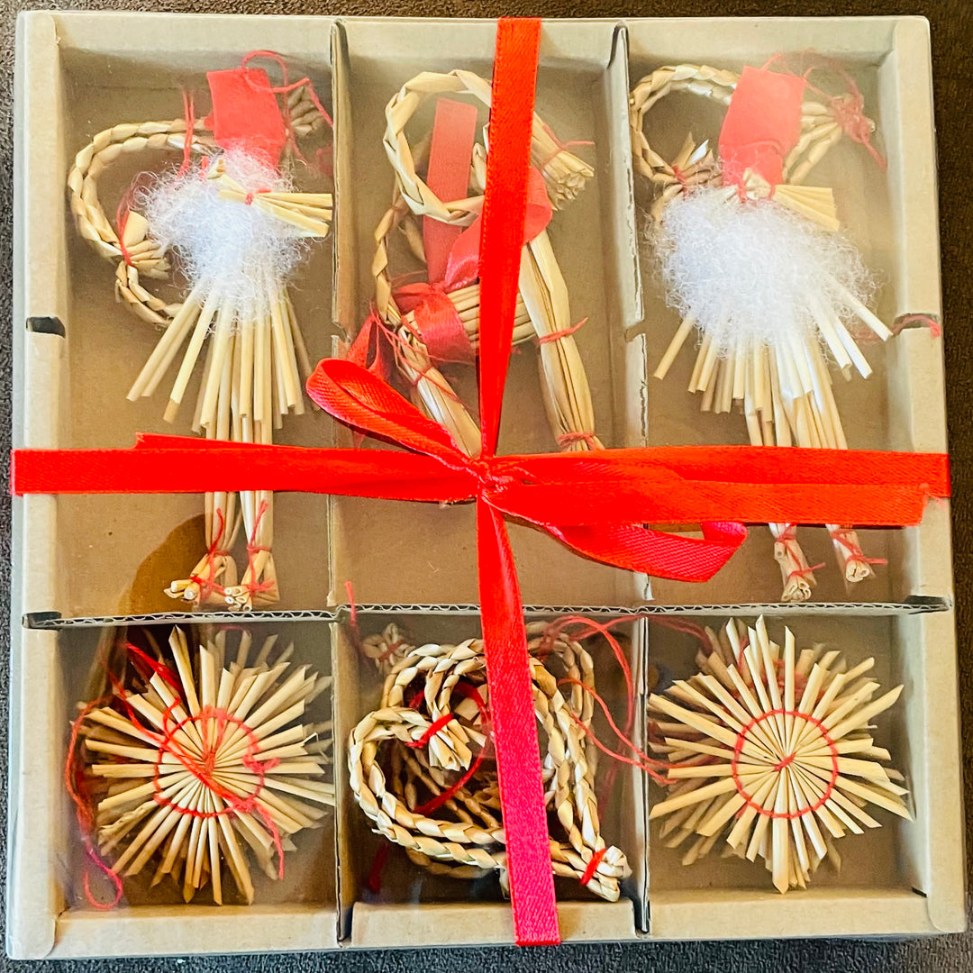 Straw ornament set - 21 pc box